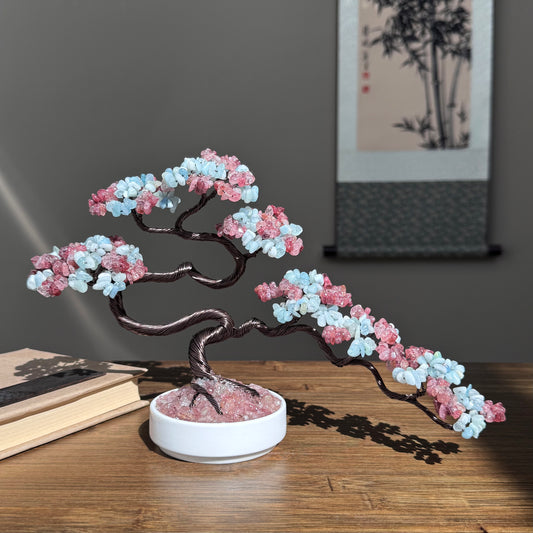 Aquamarine Strawberry Quatrz Bonsai Crystal Tree