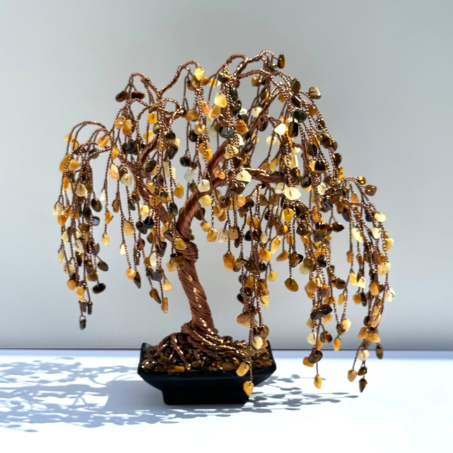 Tiger eye and Yellow Aventurine Willow Crystal tree